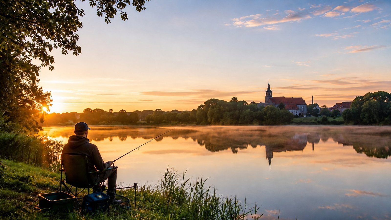 Angeln am See bei Niesky – Sonnenuntergang in der Oberlausitz